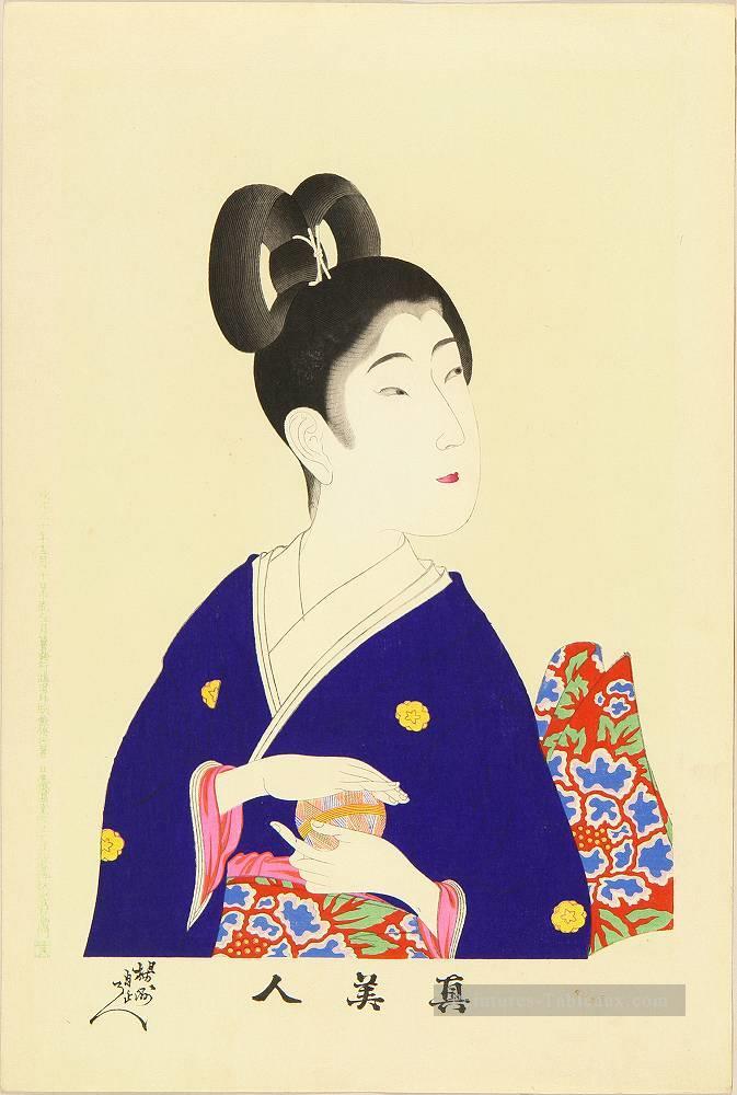une beauté tenant une boule 1897 Toyohara Chikanobu japonais Peintures à l'huile